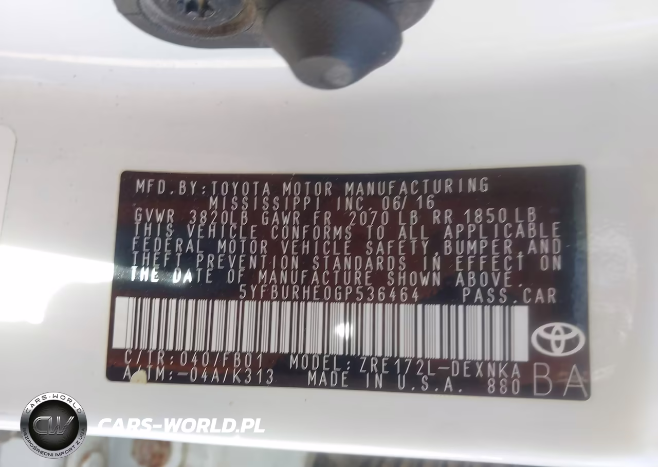 2016 Toyota Corolla Le Plus VIN:5YFBURHE0GP536464 - 9