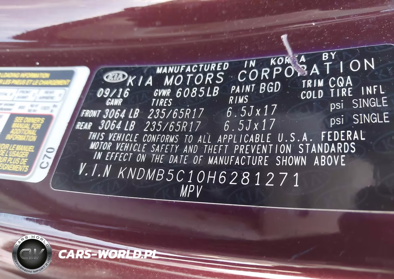 2017 Kia Sedona Lx VIN:KNDMB5C10H6281271 - 9