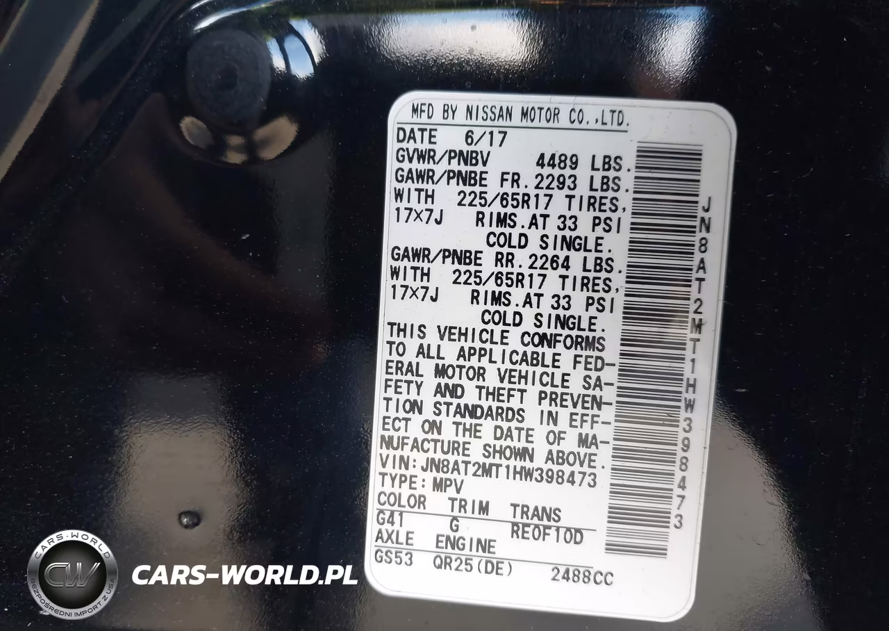 2017 Nissan Rogue Sv VIN:JN8AT2MT1HW398473 - 9