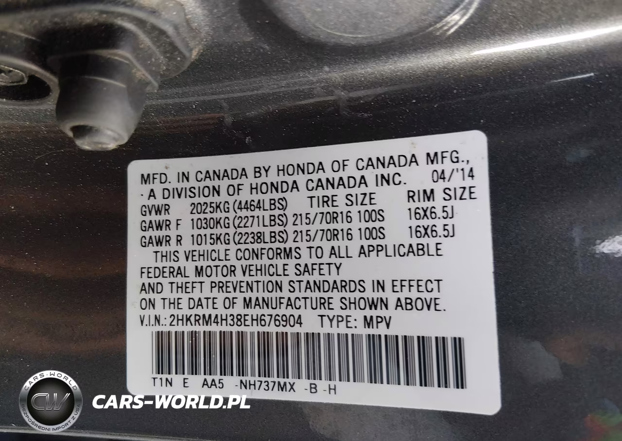 2014 Honda Cr-V Lx VIN:2HKRM4H38EH676904 - 9