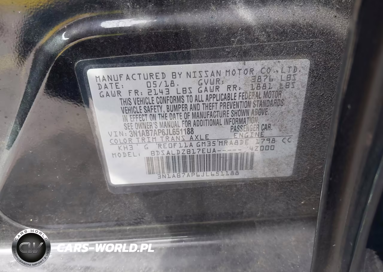 2018 Nissan Sentra Sv VIN:3N1AB7AP6JL651188 - 9
