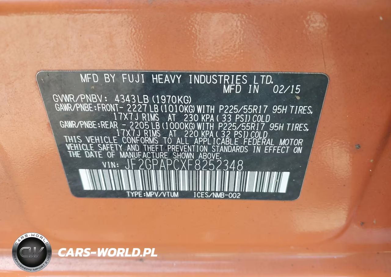 2015 Subaru Xv Crosstrek 2.0I Limited VIN:JF2GPAPCXF8252348 - 9