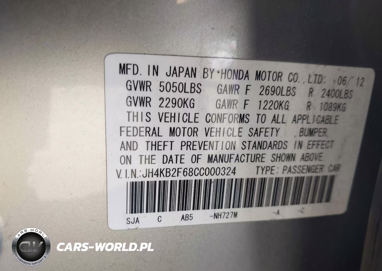 2012 Acura Rl 3.7L Technology Package VIN:JH4KB2F68CC000324 - 9