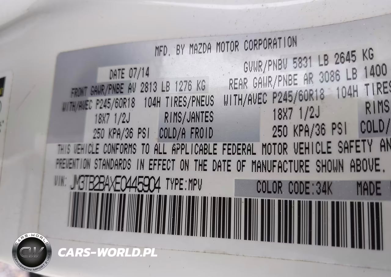 2014 Mazda Cx-9 Sport VIN:JM3TB2BAXE0445904 - 9