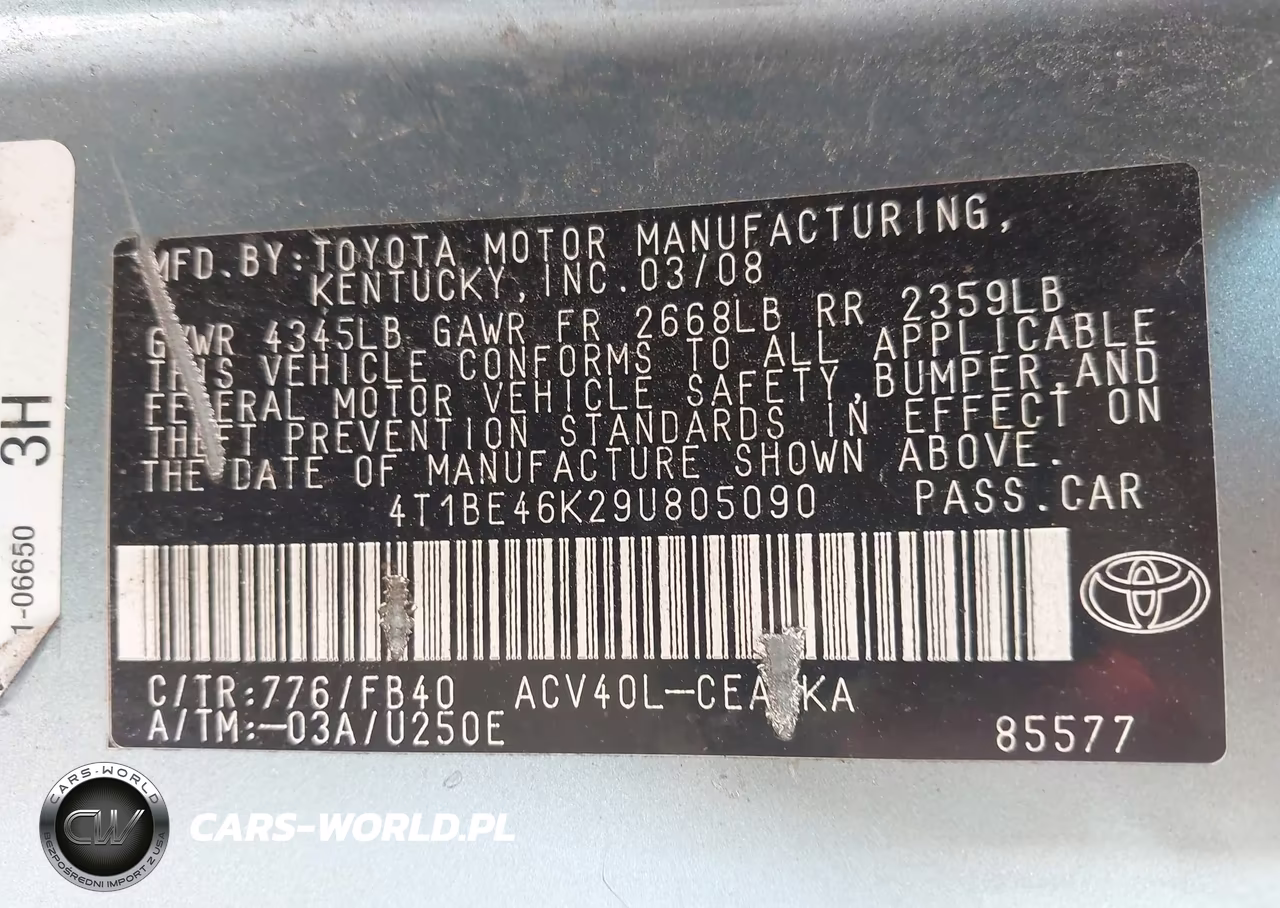 2009 Toyota Camry Le VIN:4T1BE46K29U805090 - 9