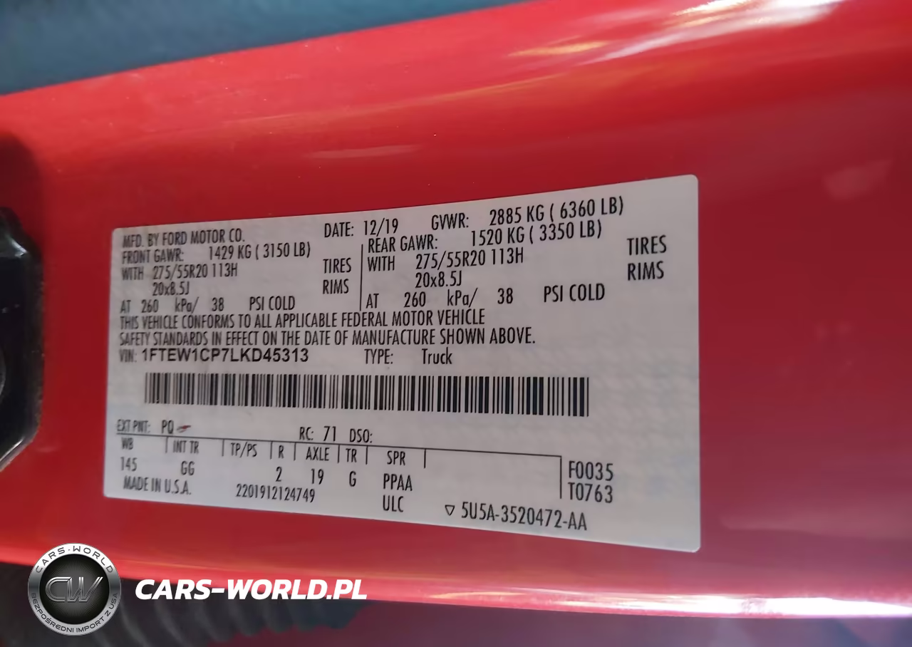 2020 Ford F-150 Xl VIN:1FTEW1CP7LKD45313 - 9