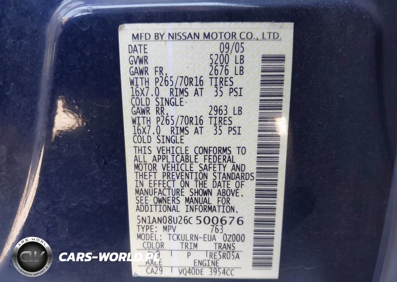2006 Nissan Xterra S VIN:5N1AN08U26C500676 - 9