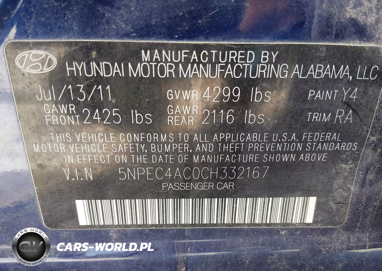 2012 Hyundai Sonata Se VIN:5NPEC4AC0CH332167 - 9