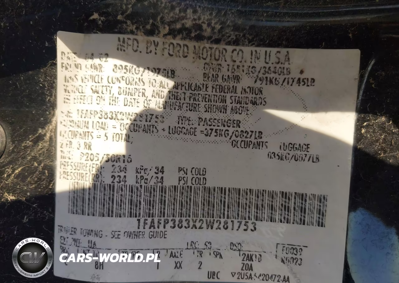 2002 Ford Focus Zts VIN:1FAFP383X2W281753 - 9