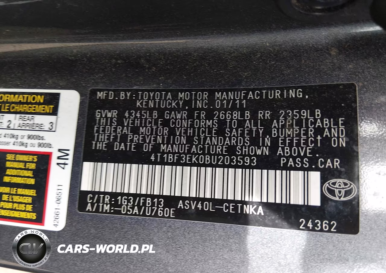 2011 Toyota Camry Le VIN:4T1BF3EK0BU203593 - 9