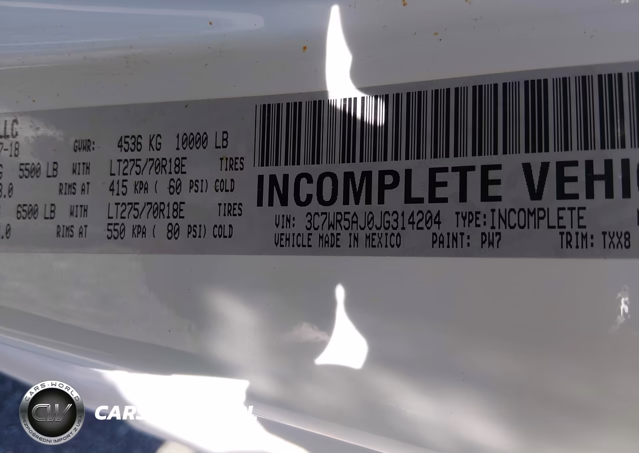 2018 Ram 2500 St VIN:3C7WR5AJ0JG314204 - 9