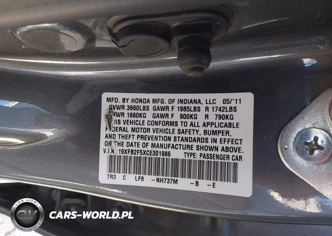 2012 Honda Civic Lx VIN:19XFB2F5XCE301986 - 9