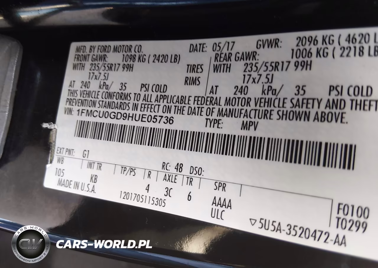 2017 Ford Escape Se VIN:1FMCU0GD9HUE05736 - 9