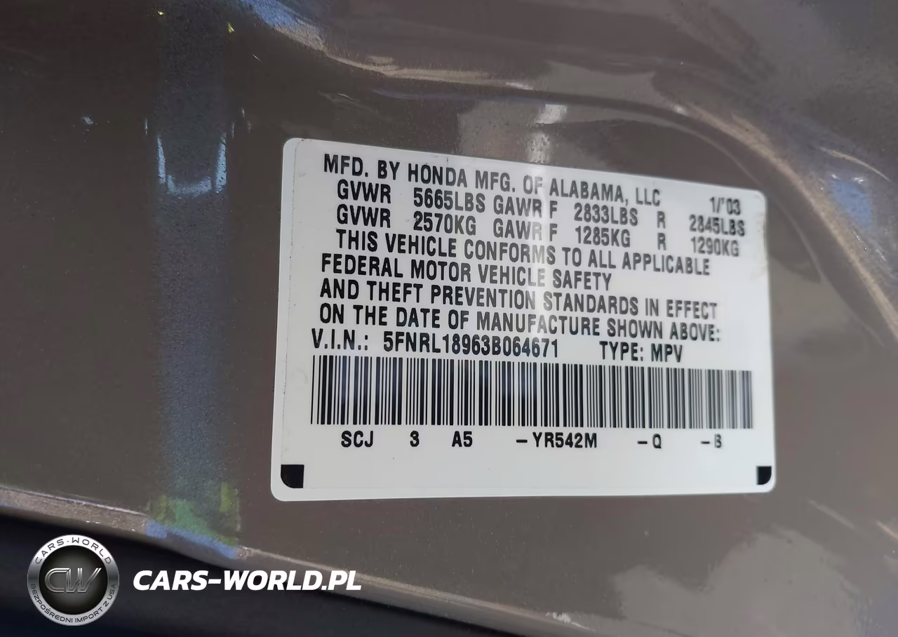 2003 Honda Odyssey Ex-L VIN:5FNRL18963B064671 - 12