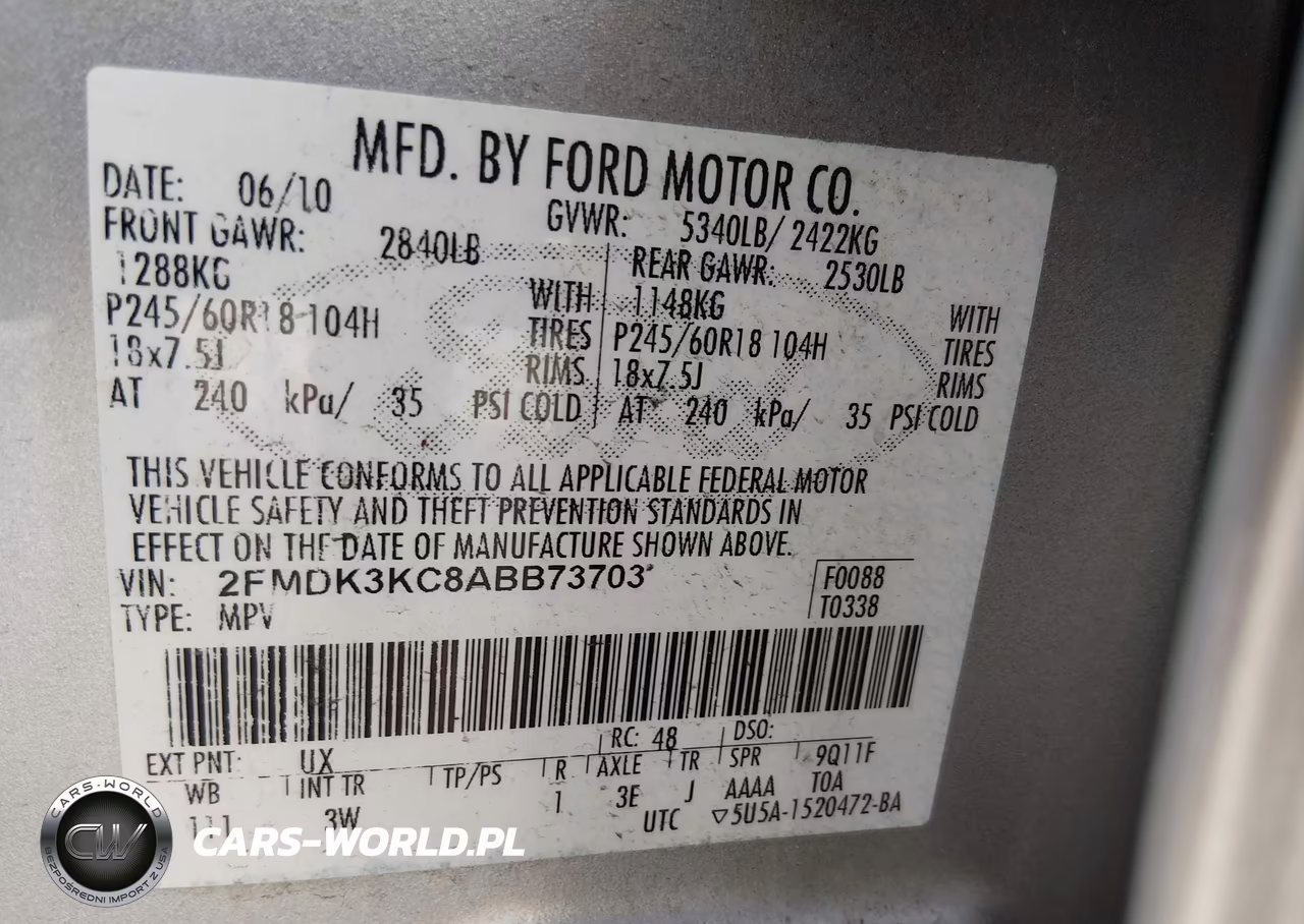 2010 Ford Edge Limited VIN:2FMDK3KC8ABB73703 - 9