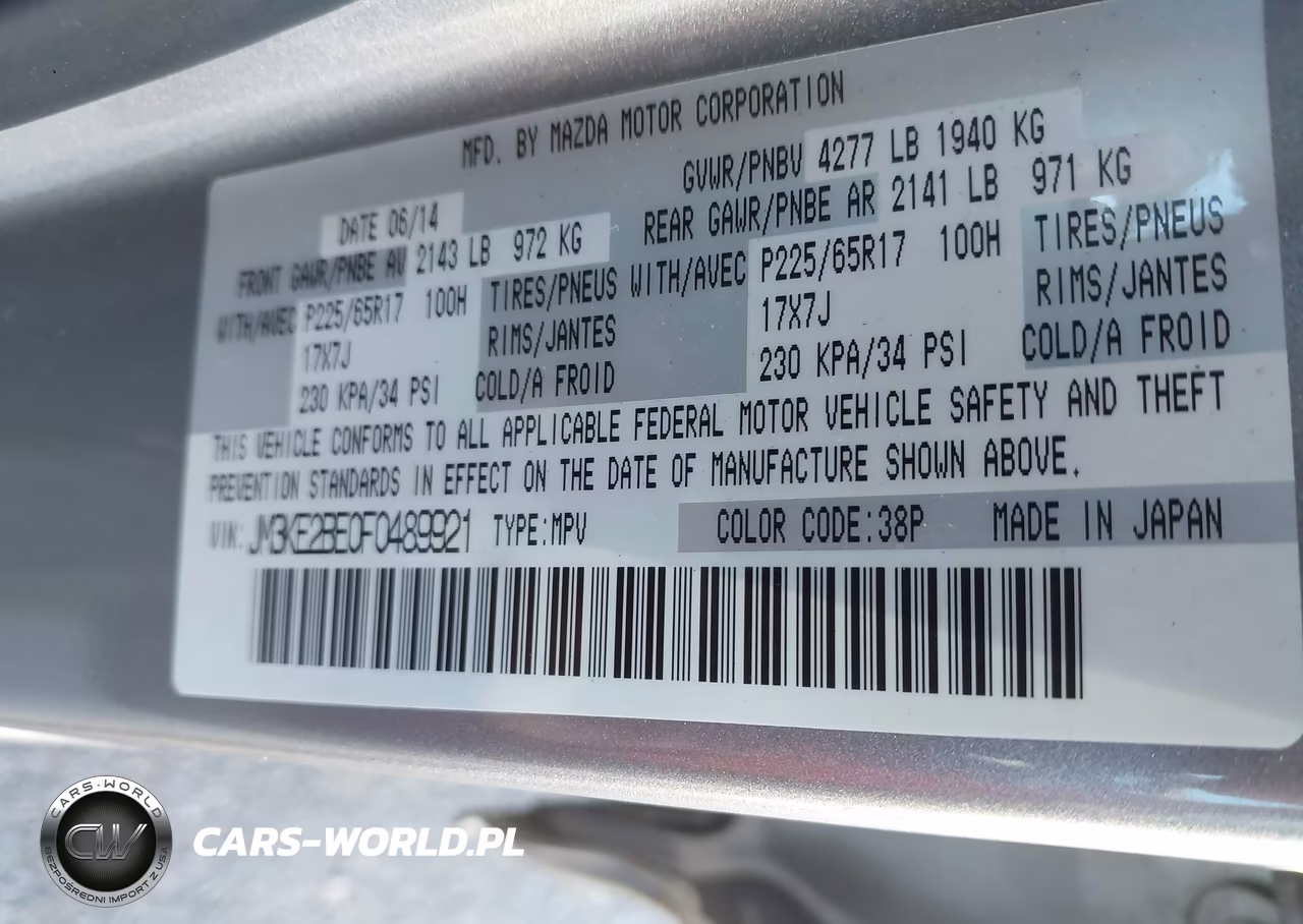 2015 Mazda Cx-5 Sport VIN:JM3KE2BE0F0489921 - 9