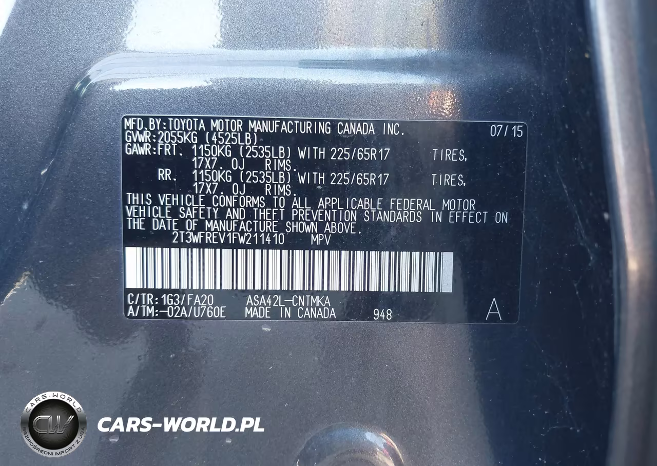 2015 Toyota Rav4 Xle VIN:2T3WFREV1FW211410 - 9