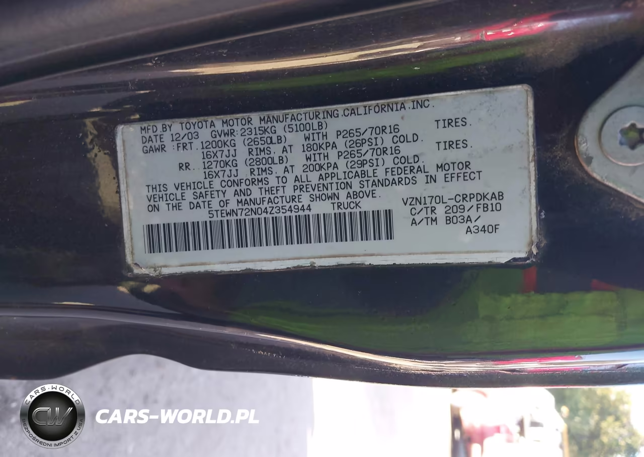 2004 Toyota Tacoma Base V6 VIN:5TEWN72N04Z354944 - 9