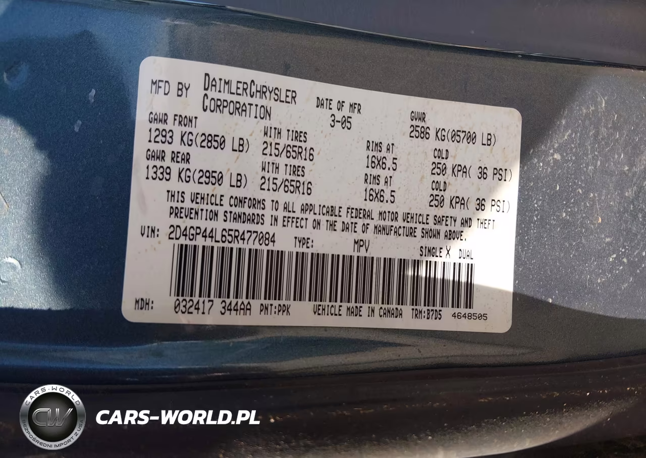 2005 Dodge Grand Caravan Sxt VIN:2D4GP44L65R477084 - 9