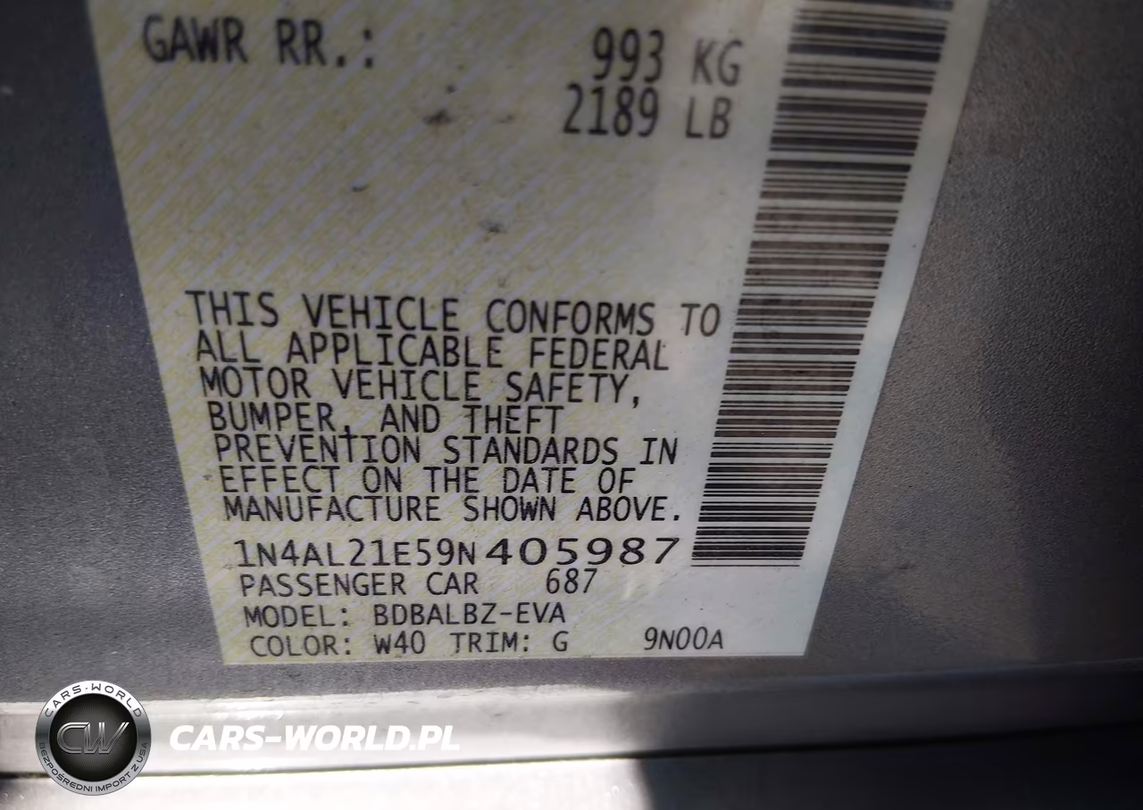 2009 Nissan Altima 2.5 S VIN:1N4AL21E59N405987 - 9