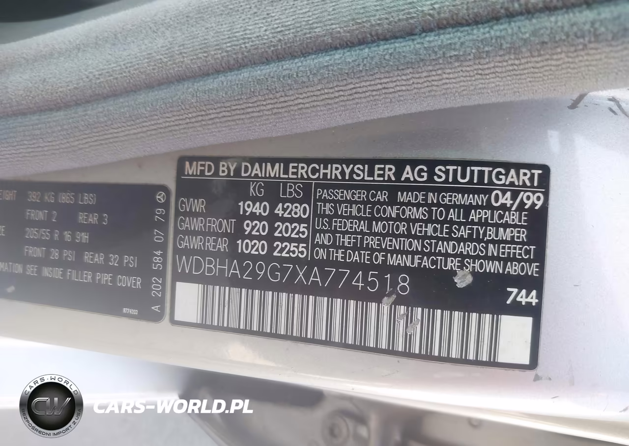 1999 Mercedes-Benz C 280 VIN:WDBHA29G7XA774518 - 9