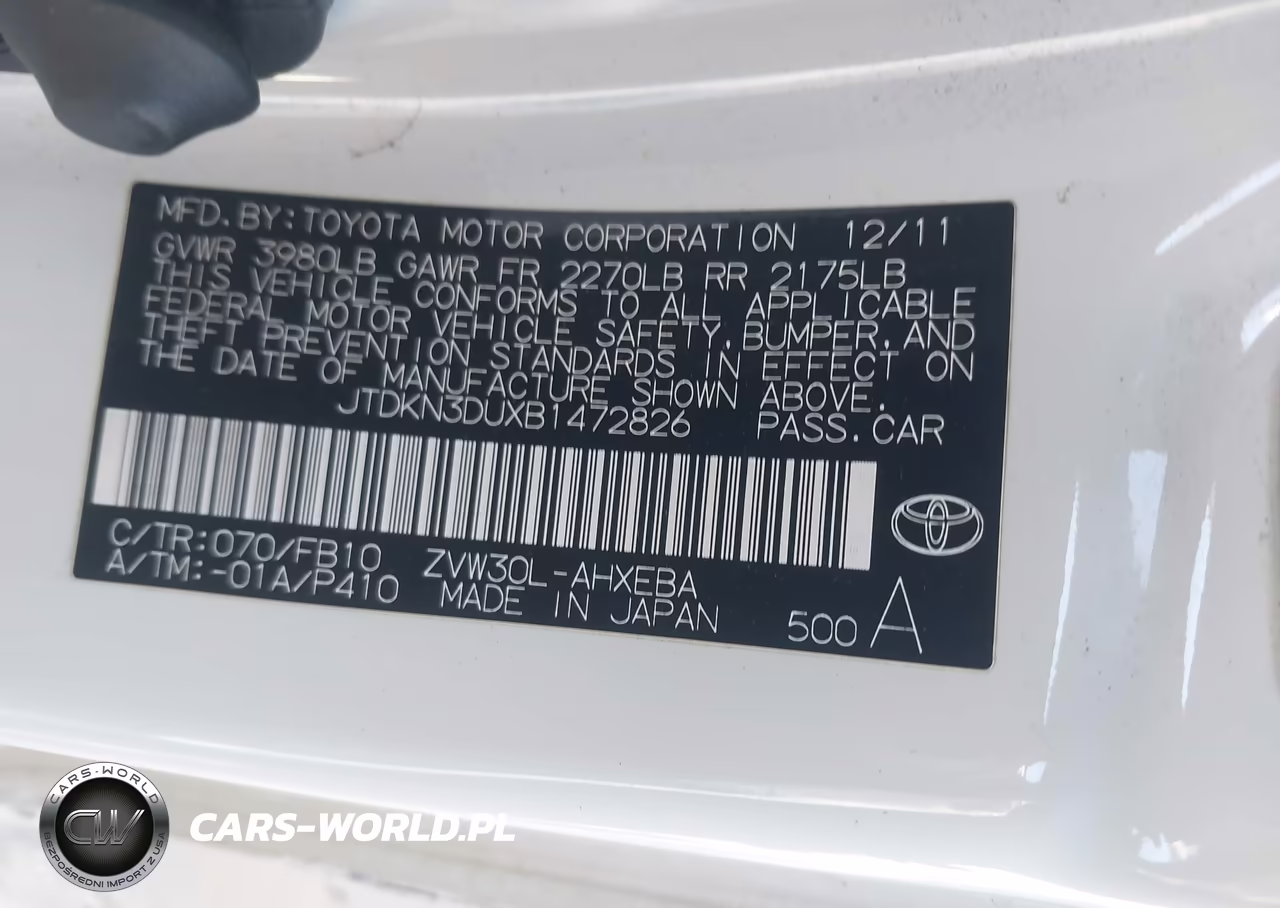 2011 Toyota Prius Two VIN:JTDKN3DUXB1472826 - 9