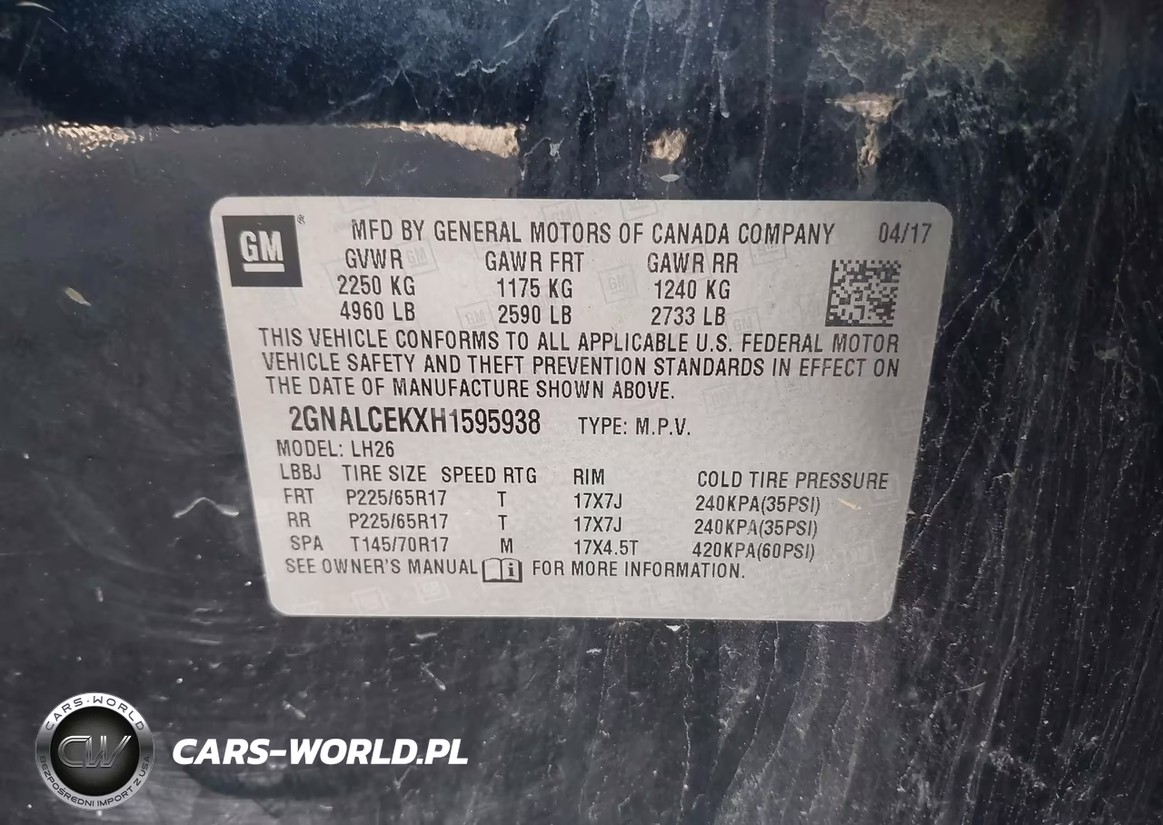 2017 Chevrolet Equinox Lt VIN:2GNALCEKXH1595938 - 9
