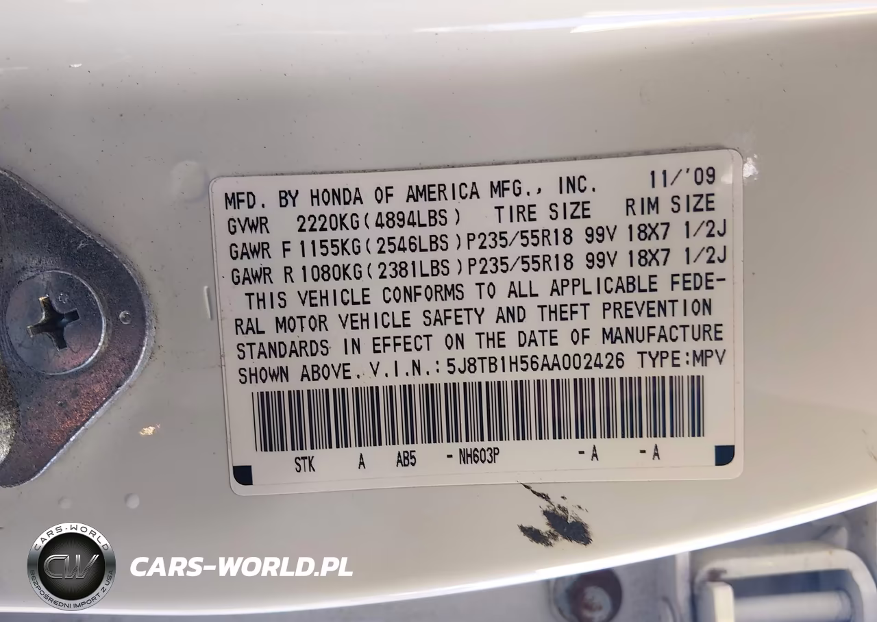 2010 Acura Rdx VIN:5J8TB1H56AA002426 - 9