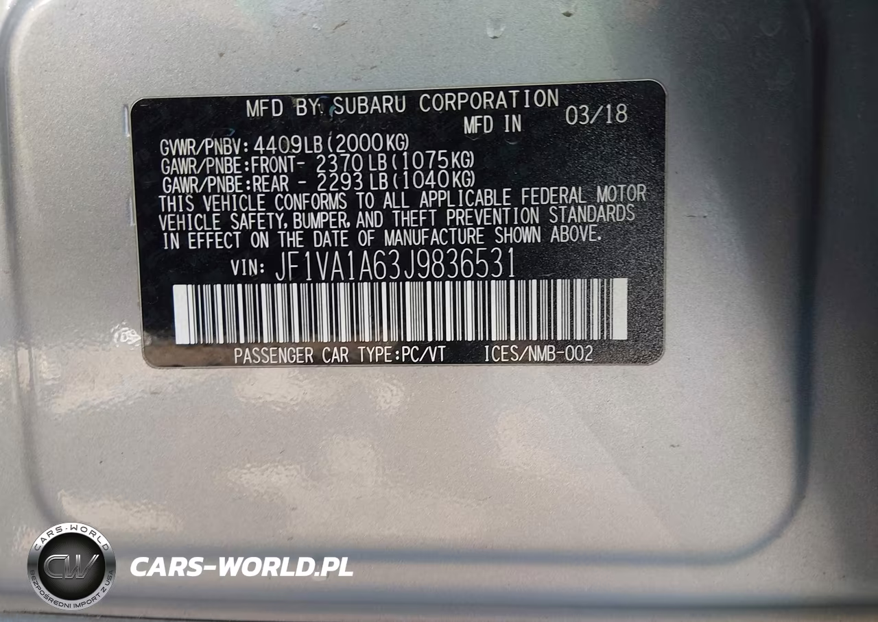 2018 Subaru Wrx VIN:JF1VA1A63J9836531 - 9