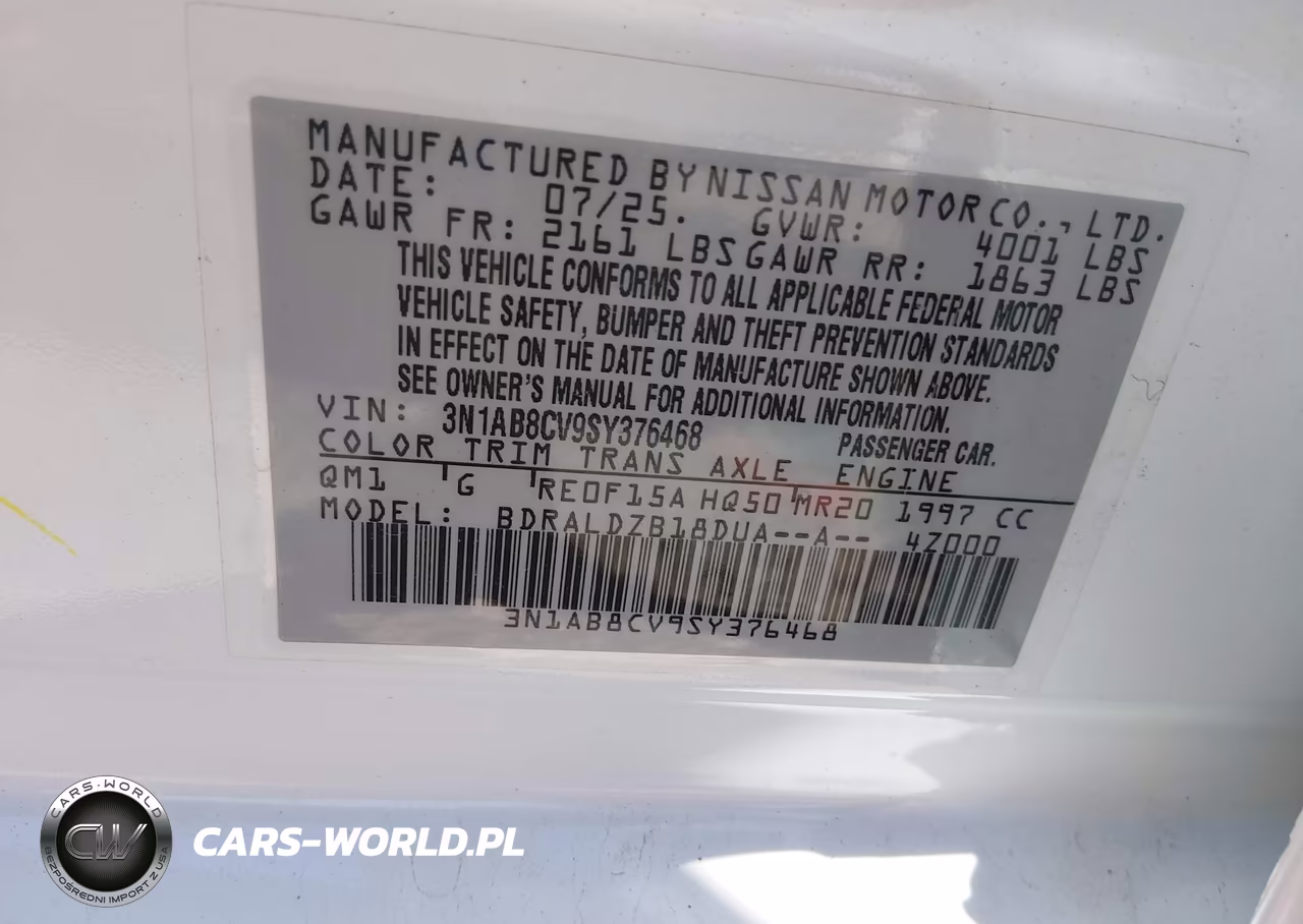 2025 Nissan Sentra Sv VIN:3N1AB8CV9SY376468 - 9
