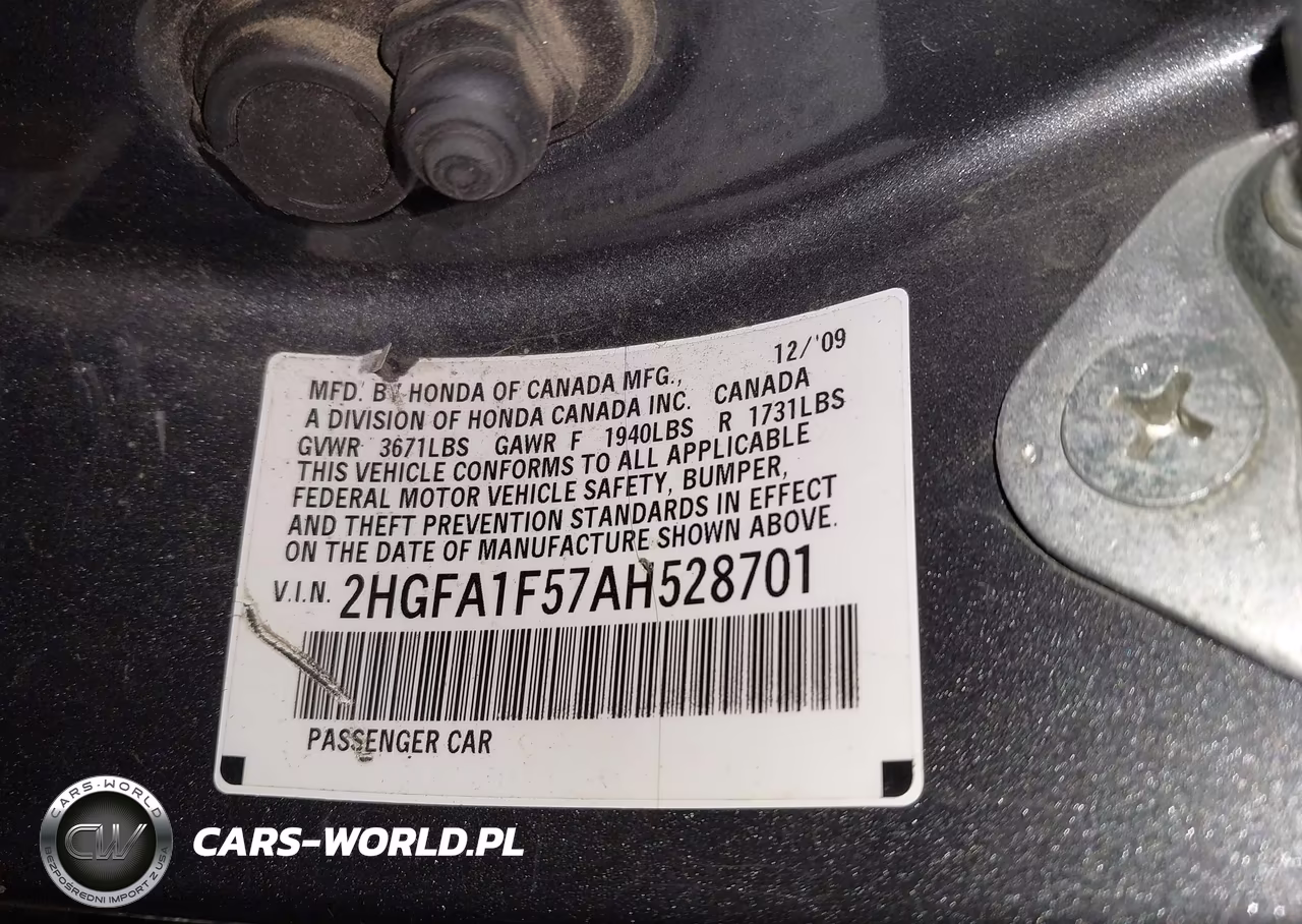 2010 Honda Civic Lx VIN:2HGFA1F57AH528701 - 9