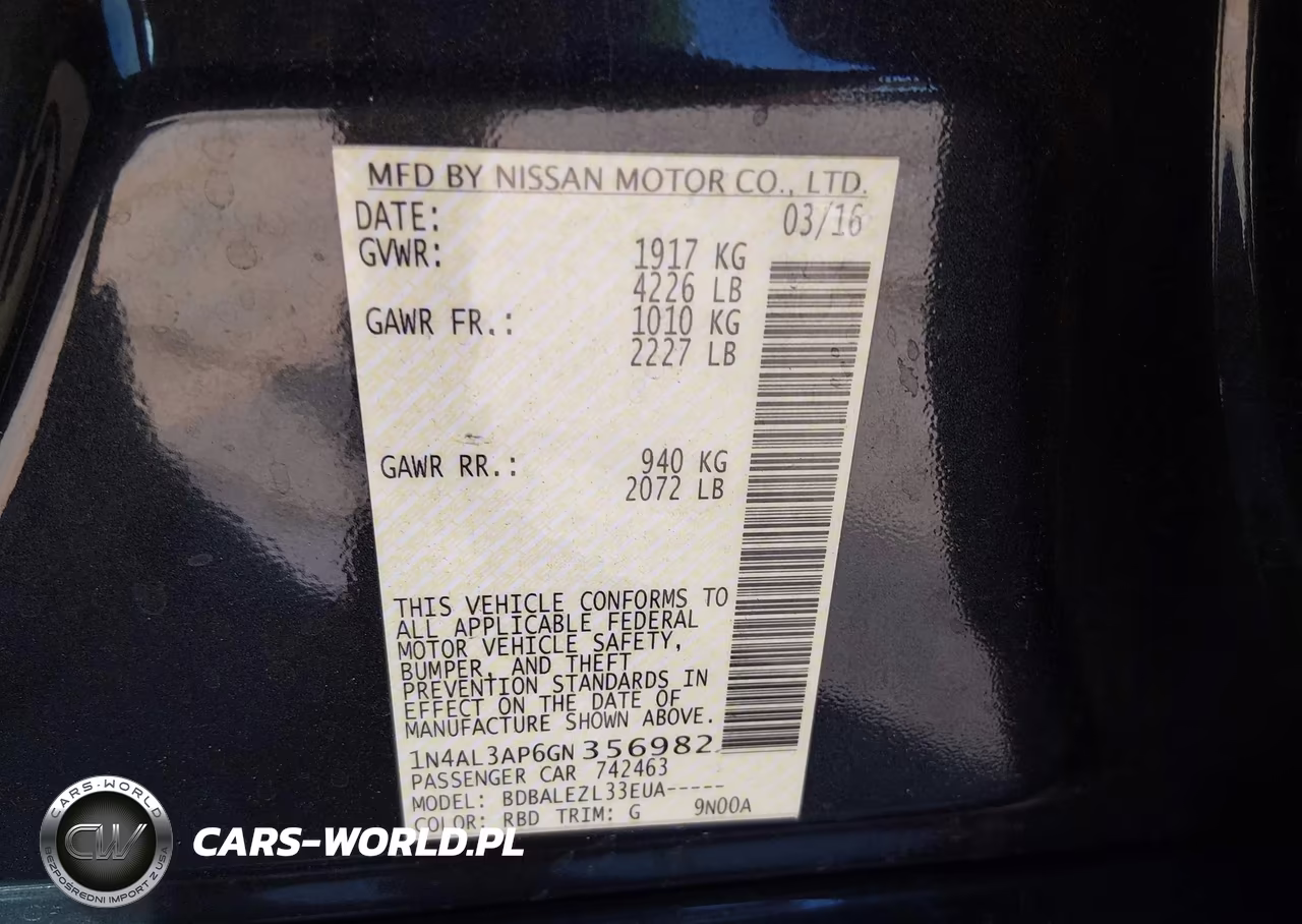 2016 Nissan Altima 2.5-2.5 S-2.5 Sl-2.5 Sr-2.5 Sv VIN:1N4AL3AP6GN356982 - 9