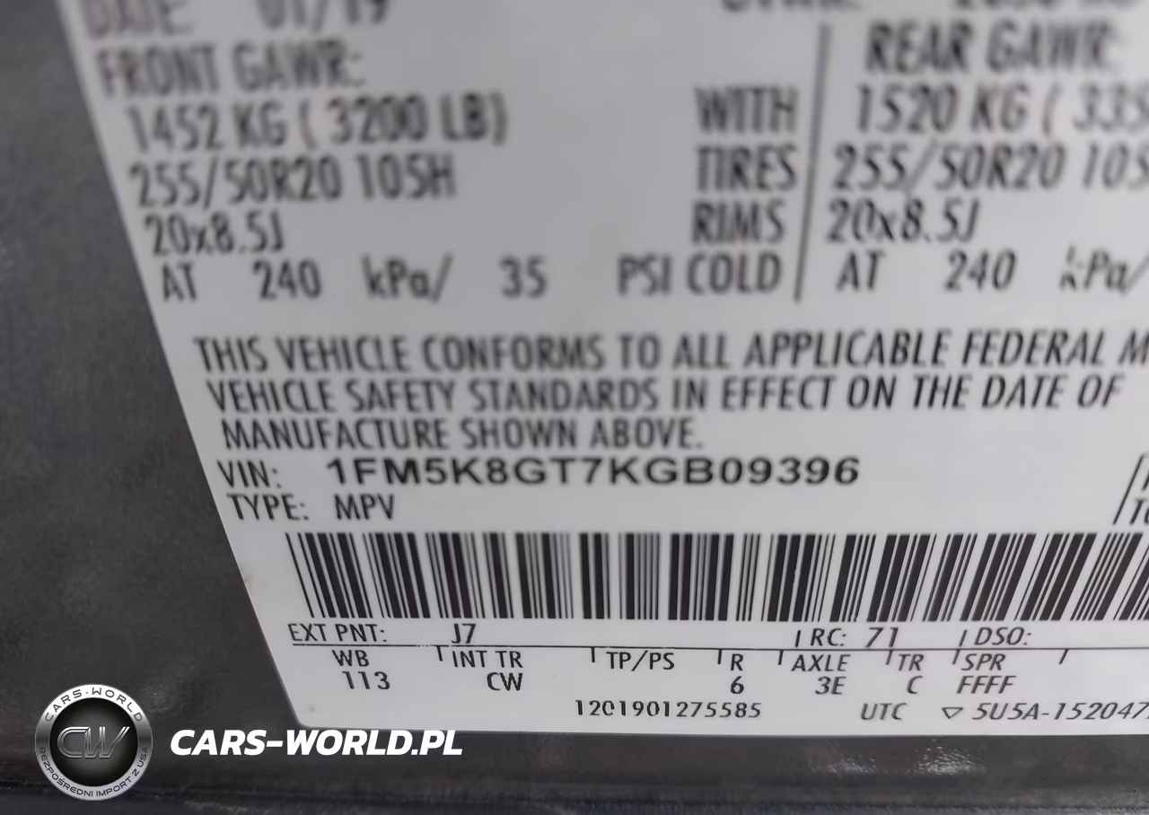 2019 Ford Explorer Sport VIN:1FM5K8GT7KGB09396 - 9