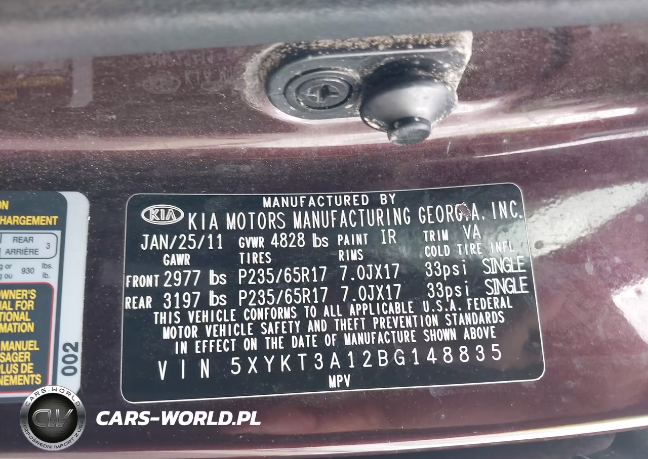 2011 Kia Sorento Lx VIN:5XYKT3A12BG148835 - 9