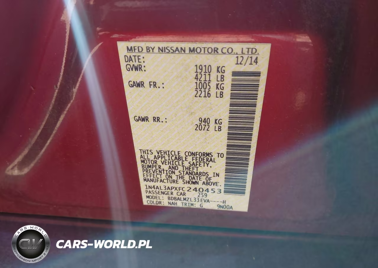 2015 Nissan Altima 2.5 Sv VIN:1N4AL3APXFC240453 - 9