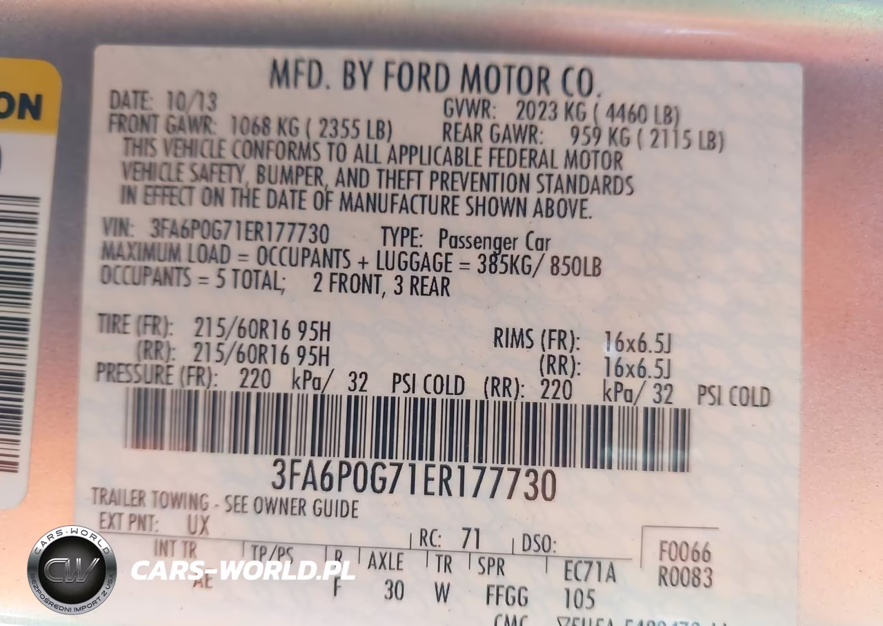 2014 Ford Fusion S VIN:3FA6P0G71ER177730 - 9