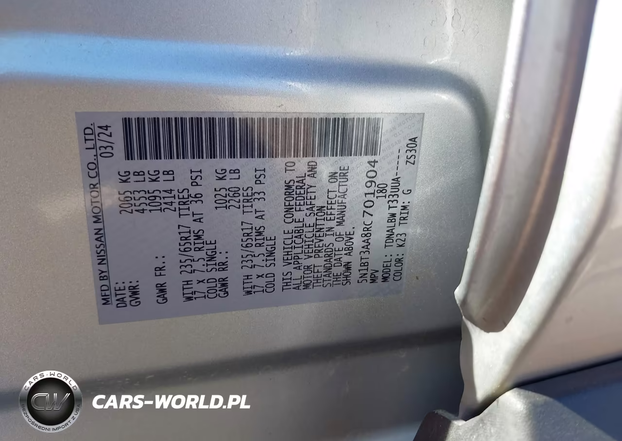 2024 Nissan Rogue S Fwd VIN:5N1BT3AA8RC701904 - 9