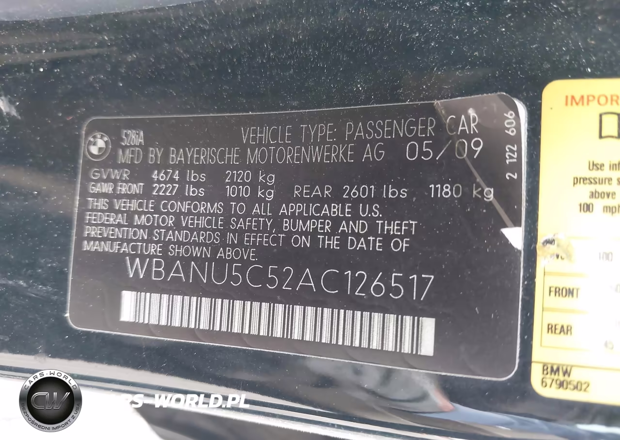 2010 BMW 528I VIN:WBANU5C52AC126517 - 9