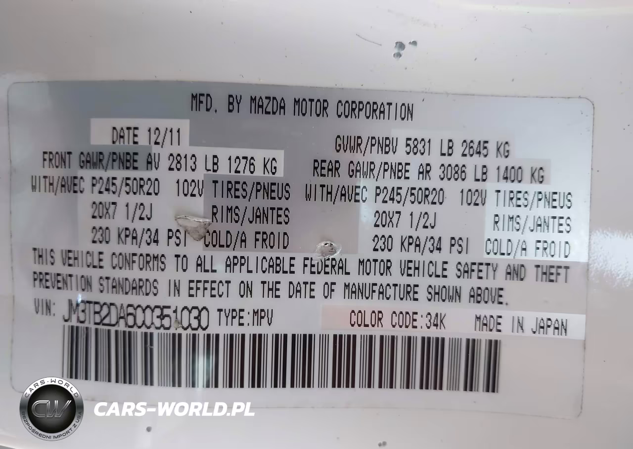 2012 Mazda Cx-9 Grand Touring VIN:JM3TB2DA6C0351030 - 9