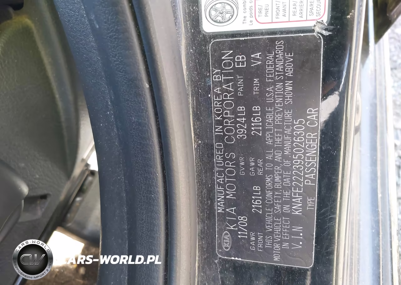 2009 Kia Spectra Sx VIN:KNAFE222395026305 - 9