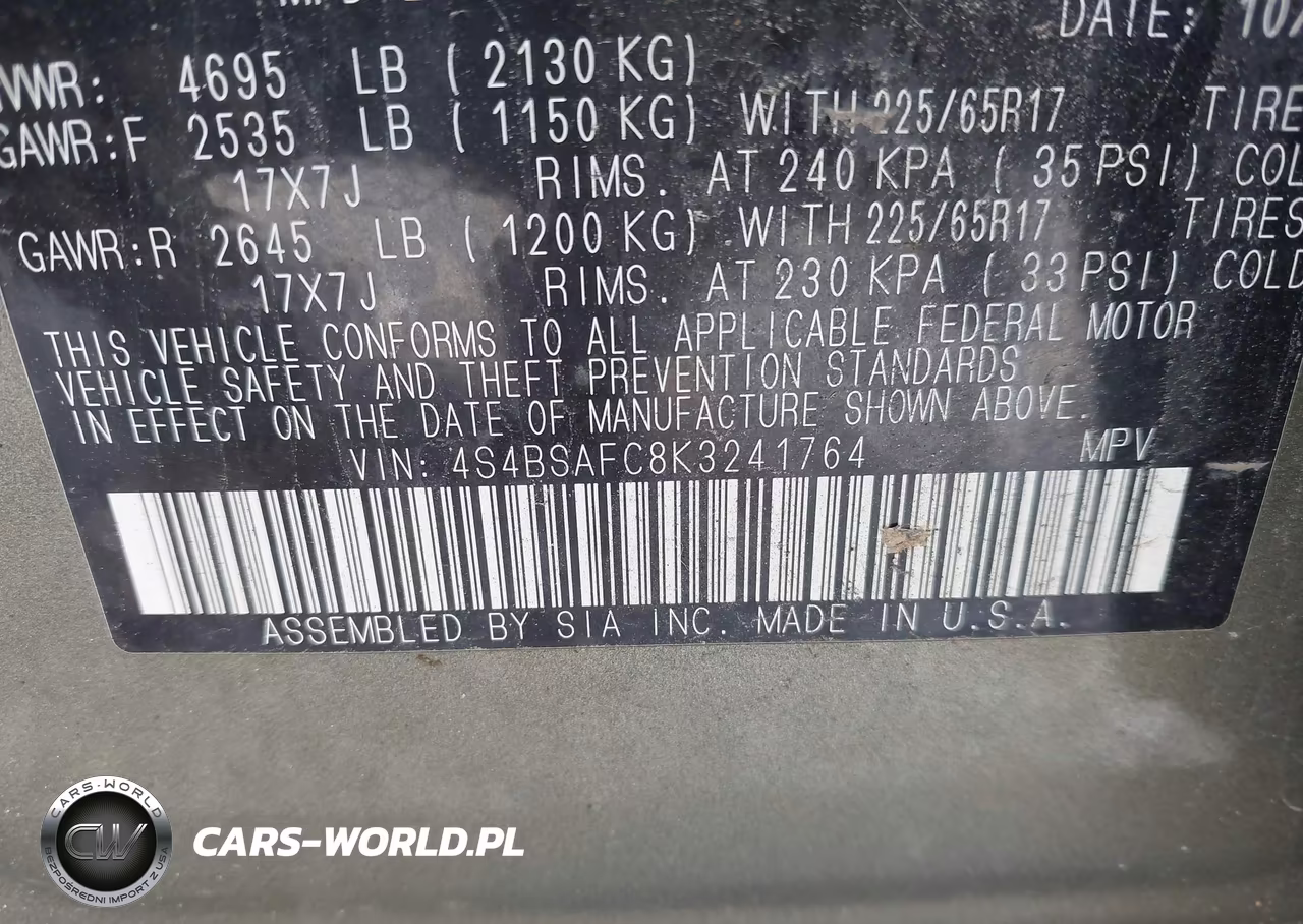 2019 Subaru Outback 2.5I Premium VIN:4S4BSAFC8K3241764 - 9