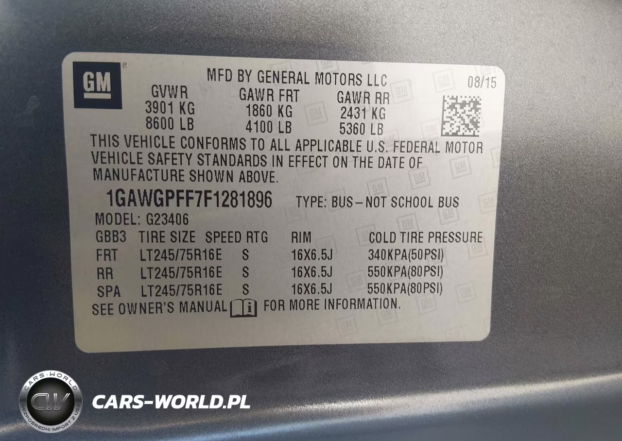 2015 Chevrolet Express 2500 Ls VIN:1GAWGPFF7F1281896 - 9