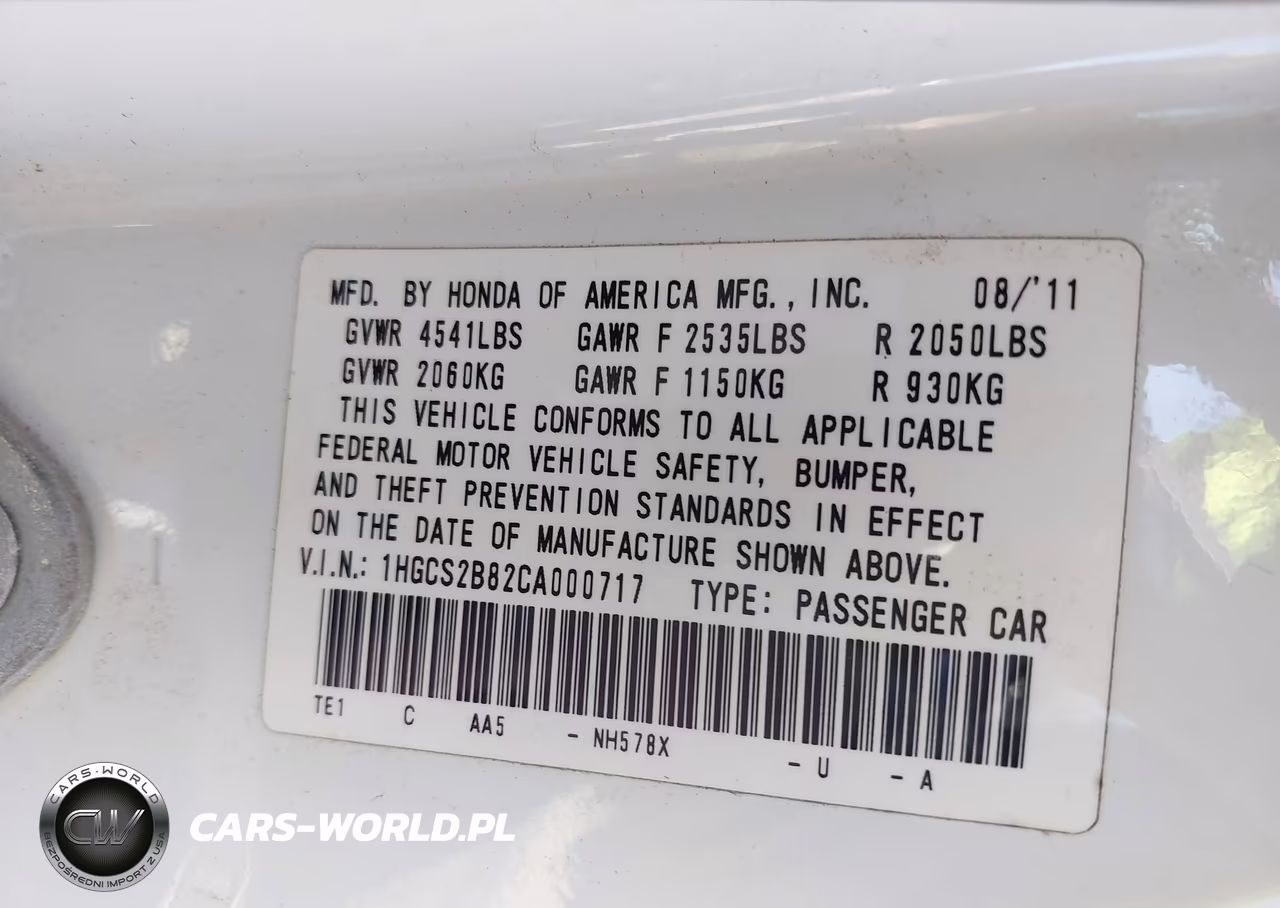 2012 Honda Accord 3.5 Ex-L VIN:1HGCS2B82CA000717 - 9