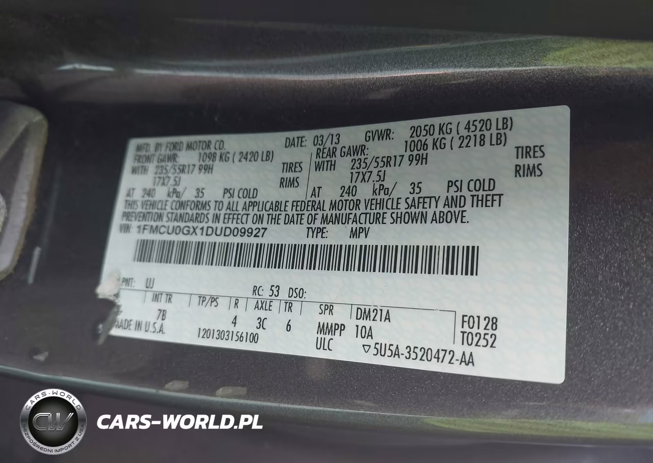 2013 Ford Escape Se VIN:1FMCU0GX1DUD09927 - 9