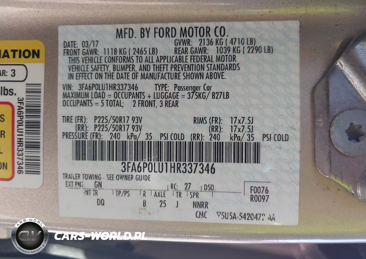 2017 Ford Fusion Hybrid Se VIN:3FA6P0LU1HR337346 - 9