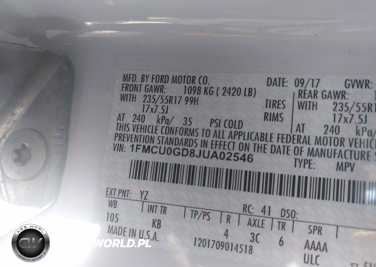 2018 Ford Escape Se VIN:1FMCU0GD8JUA02546 - 9