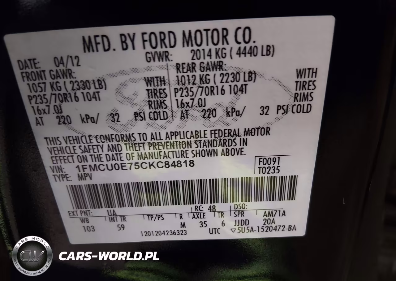 2012 Ford Escape Limited VIN:1FMCU0E75CKC84818 - 9