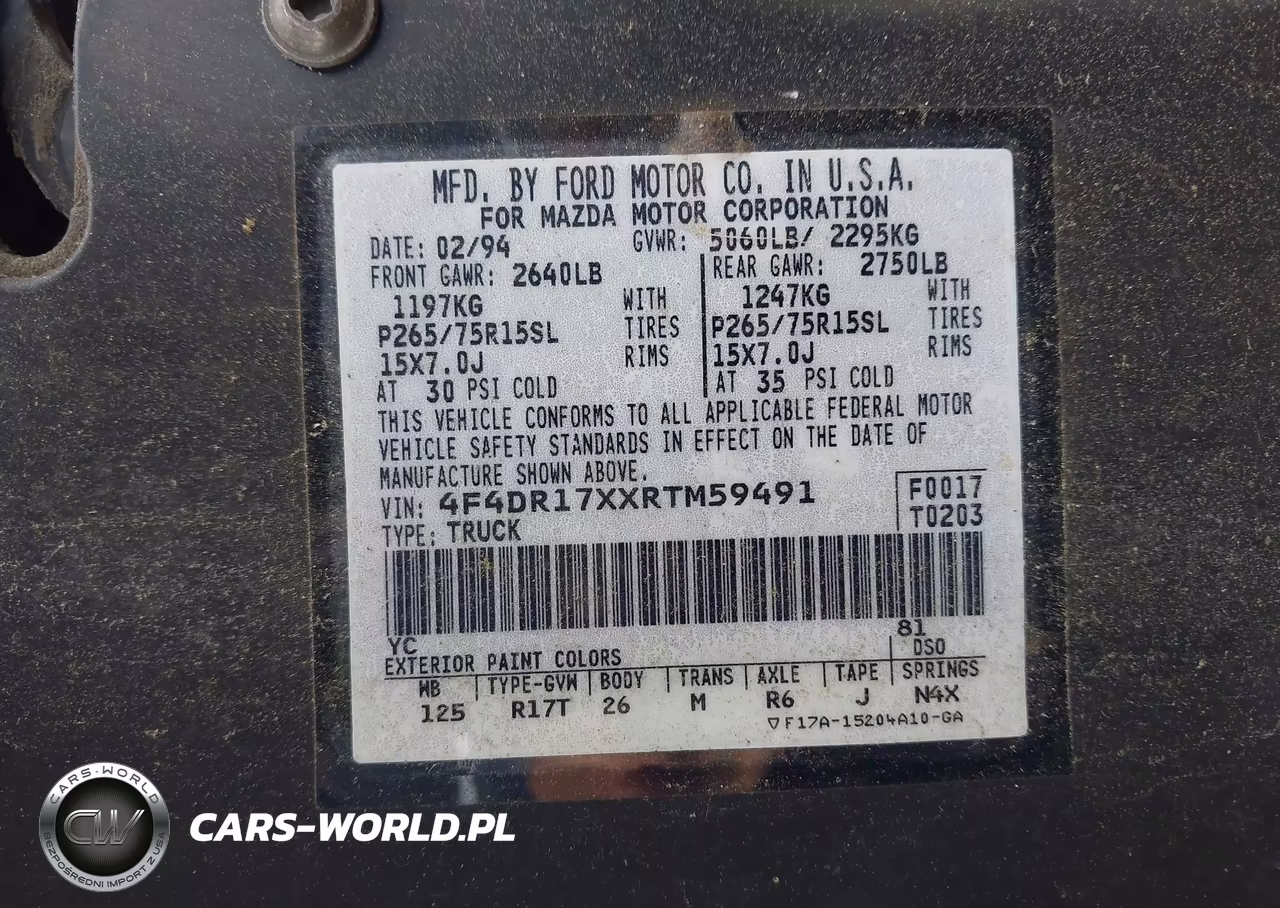 1994 Mazda B4000 Cab Plus VIN:4F4DR17XXRTM59491 - 9
