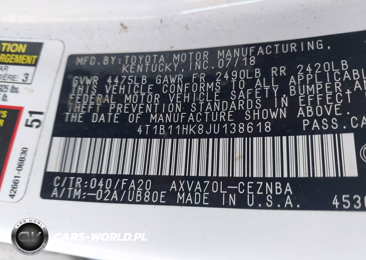 2018 Toyota Camry Le VIN:4T1B11HK8JU138618 - 9
