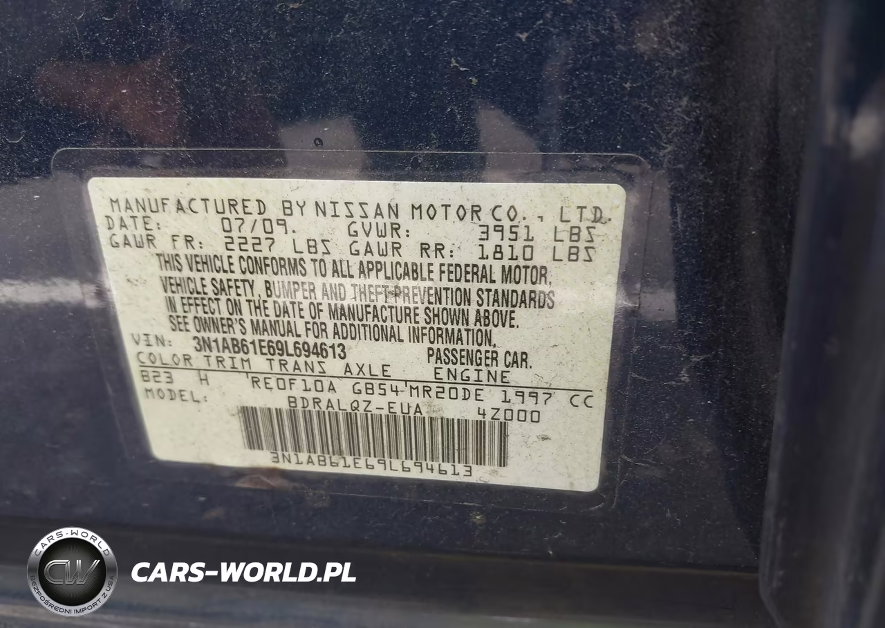 2009 Nissan Sentra 2.0 VIN:3N1AB61E69L694613 - 9
